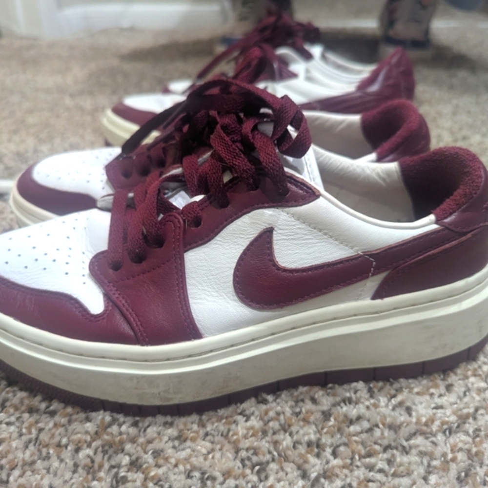 Nike Red and White Sneakers with Retro Low-Top Style
